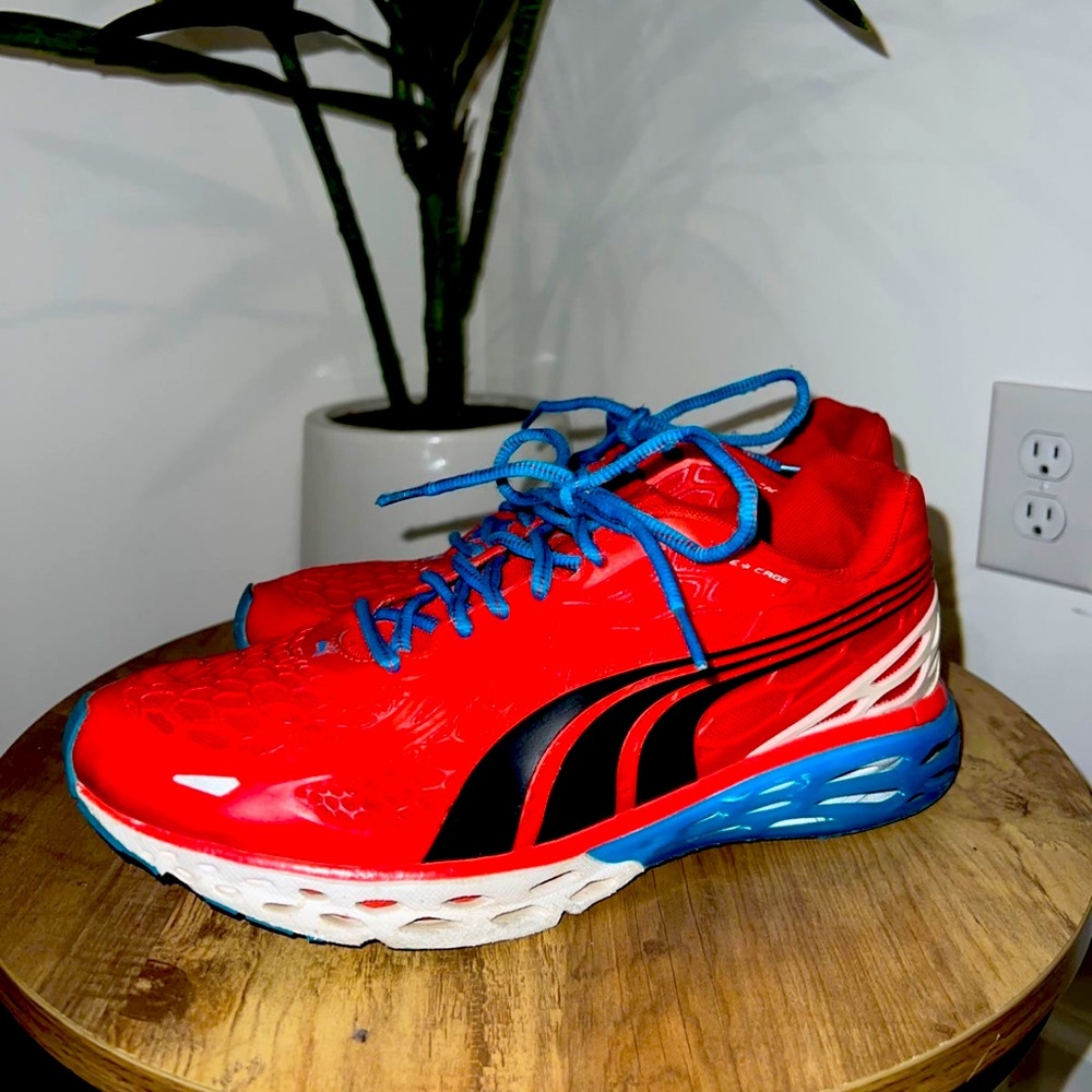 Mens 11 PUMA Bioweb Elite Web Cage Red Athletic Running Sneakers Shoes